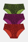 Rosaline Pure Cotton Full Coverage Neon Leaves Brief (Pack of 3) — thumbnail 5
